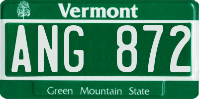 VT license plate ANG872