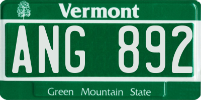 VT license plate ANG892