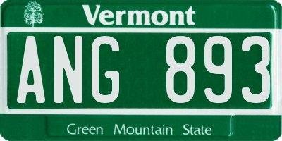 VT license plate ANG893