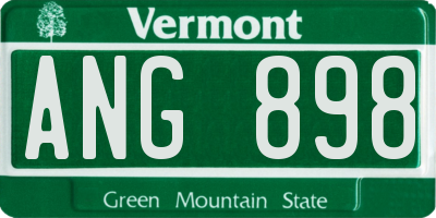 VT license plate ANG898