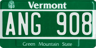 VT license plate ANG908