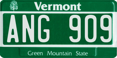VT license plate ANG909