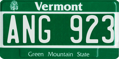 VT license plate ANG923