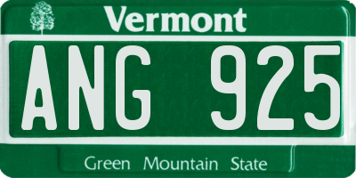 VT license plate ANG925
