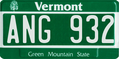 VT license plate ANG932