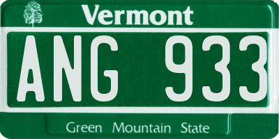 VT license plate ANG933
