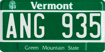 VT license plate ANG935