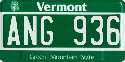 VT license plate ANG936