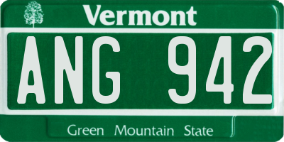 VT license plate ANG942