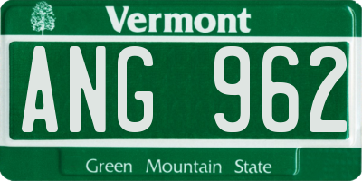 VT license plate ANG962