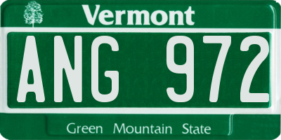 VT license plate ANG972