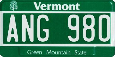 VT license plate ANG980