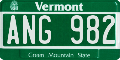 VT license plate ANG982