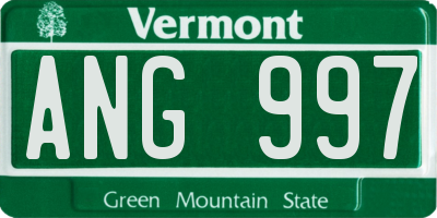 VT license plate ANG997