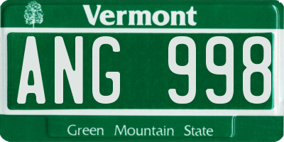 VT license plate ANG998