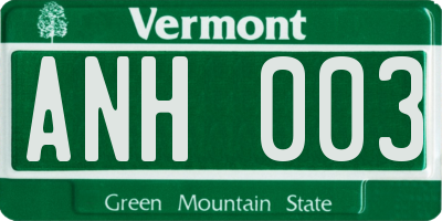 VT license plate ANH003