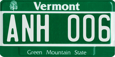 VT license plate ANH006