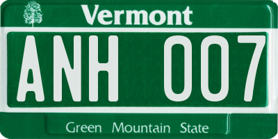 VT license plate ANH007