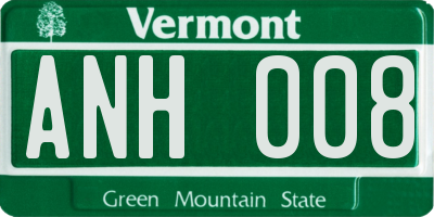 VT license plate ANH008