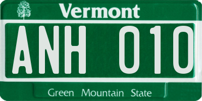 VT license plate ANH010