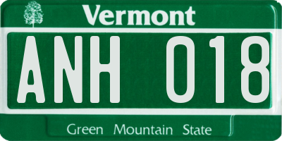 VT license plate ANH018
