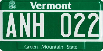 VT license plate ANH022
