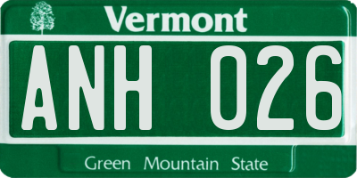 VT license plate ANH026