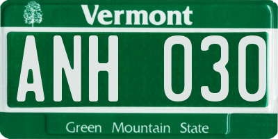 VT license plate ANH030