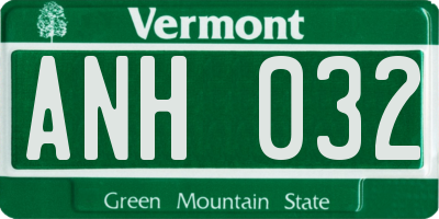 VT license plate ANH032