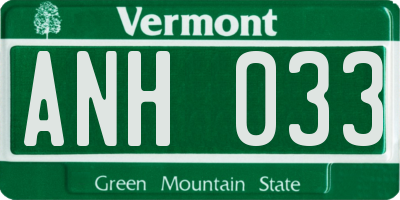 VT license plate ANH033