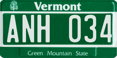 VT license plate ANH034