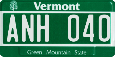 VT license plate ANH040