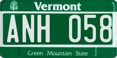 VT license plate ANH058