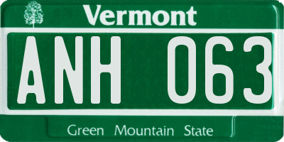 VT license plate ANH063