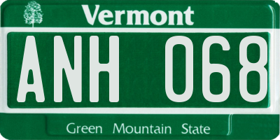 VT license plate ANH068