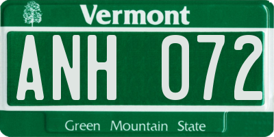 VT license plate ANH072