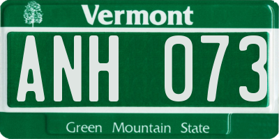 VT license plate ANH073