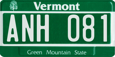 VT license plate ANH081