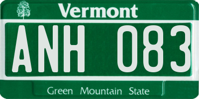 VT license plate ANH083