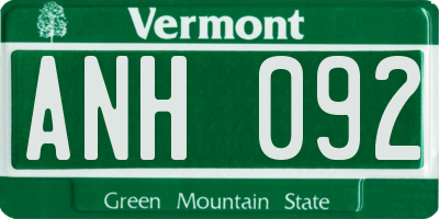 VT license plate ANH092
