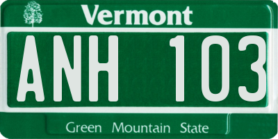 VT license plate ANH103
