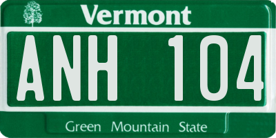 VT license plate ANH104