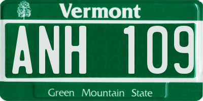 VT license plate ANH109