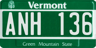 VT license plate ANH136
