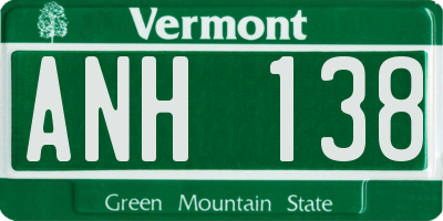 VT license plate ANH138