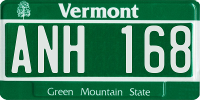 VT license plate ANH168