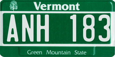 VT license plate ANH183