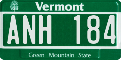 VT license plate ANH184