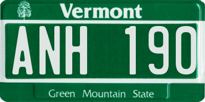 VT license plate ANH190