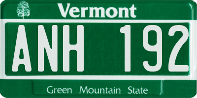 VT license plate ANH192